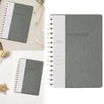thumbnail image 1 of Grey PU Leather Spiral Notebook, 5.75x8.125 Inch Twin-Wire Binding Notebook, College Ruled Journal with Inner Pockets and 160 Pages, Thick Paper Notebook for Work, Office & Daily Planning, 1 of 7