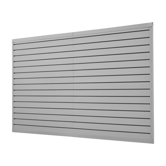 Grey PVC Slatwall Panels 8x4 ft, Modular Garage Wall System for Easy DIY Storage & Display, Adjustable Panels with Simple Cutting & Coupling