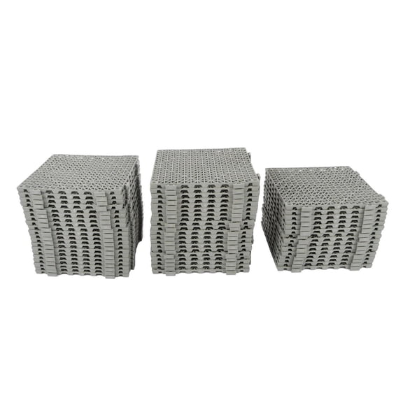 Grey PVC Snap-Together Drainage Flooring Tiles, 12 by 12 in, 55 Pcs, for Bathroom & Restroom Use