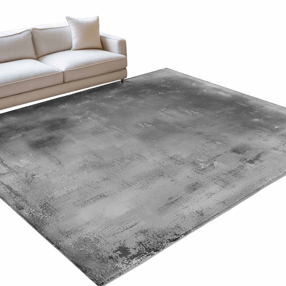 Grey Paint 6x9ft Non Slip Area Rug Abstract Retro Dark Grey Paint Washable&nbsp;Soft Area Rugs for Living Room, Indoor&nbsp;Circle Carpet for Bedroom Dining Room Kitchen