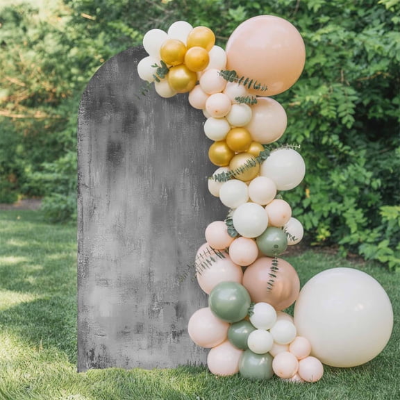 Grey Paint Arch Backdrop Cover 4 FT, Abstract Retro Dark Grey Paint Wedding Arch Cover Stretchy Backdrop Stands Covers for Birthday Party Ceremony Banquet Decor