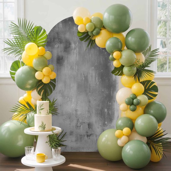 Grey Paint Arch Backdrop Cover, 4FT, Abstract Retro Dark Grey Paint Spandex Arch Covers Double-Sided Backdrop for Wedding Birthday Party Photo Background Decoration