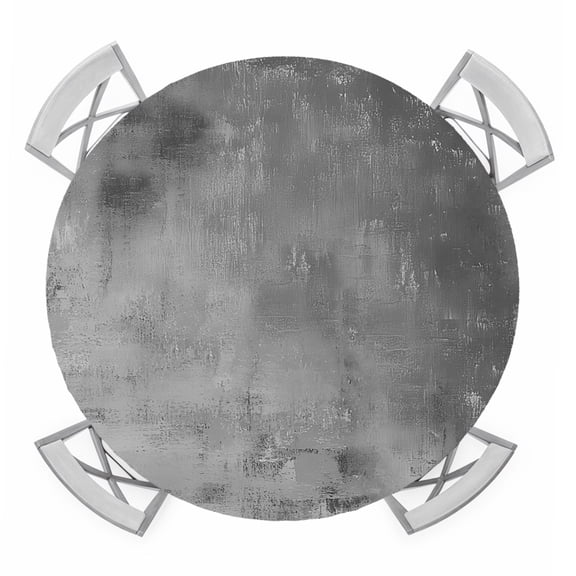 Grey Paint Round Table Cover, Abstract Retro Dark Grey Paint Waterproof Fitted Tablecloths for 36"-44" Tables, Washable Picnic Table Cover for Camping Dining Indoor Outdoor