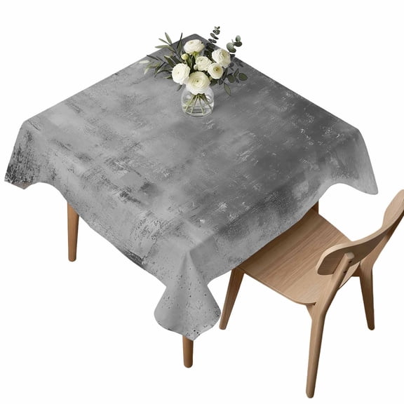 Grey Paint Square Tablecloth Abstract Retro Dark Grey Paint Waterproof Wrinkle Free Soft Table Cloth Spill-Proof Washable Table Cover for Dining Party Picnic 54 x 54 Inch