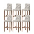 thumbnail image 1 of Grey Paisley Bar Stool Covers Set of 6, Boho Flower Botanical Leaf Branch Stretch Washable Bar Chair Covers with Backs, Removable Pub Counter Height Chair Cover for Kitchen Dining Room Cafe, 1 of 7