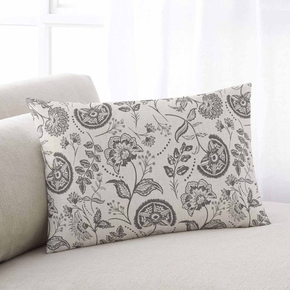 Grey Paisley Body Pillow Cover, Pillowcase Protectors with Zipper, Breathable Decorative Throw Pillow Case Cover, Boho Flower Botanical Leaf Branch Pillow Shams for Couch Sofa 24x36Inch