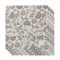 thumbnail image 1 of Grey Paisley Cloth Napkins, Boho Flower Botanical Leaf Branch Washable and Reusable Dinner Napkins Set of 4, Table Napkin for Kitchen Party Birthday Wedding Hotel Housewarming 20"x20", 1 of 8
