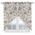 thumbnail image 1 of Grey Paisley Kitchen Window Curtains, Swag Curtains Valance for Bedroom Living Room Bathroom, Boho Flower Botanical Leaf Branch Rod Pocket Window Treatment Curtain Block Drapes 2 Panels 28"x36", 1 of 9