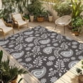 thumbnail image 1 of Grey Paisley Outdoor Rug for Patio/Deck/Porch, Non-Slip Large Area Rug 5 x 8 Ft, Ethnic Vintage Floral Botanical Abstract Indoor Outdoor Rugs Washable Area Rugs, Reversible Camping Rug Carpet Runner, 1 of 8