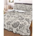thumbnail image 1 of Grey Paisley Queen Size Down Alternative Comforter, Lightweight Comforter Quilt Bedding Set with Pillow Shams Boho Flower Botanical Leaf Branch All Seasons Bed Comforter Duvet Insert 90"x96", 1 of 7