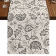 thumbnail image 1 of Grey Paisley Table Runner 70 Inches Long, Boho Flower Botanical Leaf Branch Cotton Linen Table Runners Dresser Scarves, Decorative Fabric Tabletop Scarf Furniture Cover for Home Dinner Party 13"x70", 1 of 8