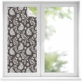 thumbnail image 1 of Grey Paisley Window Privacy Film, Ethnic Vintage Floral Botanical Abstract Static Cling UV Sun Blocking Heat Control Window Tint Day and Night, Non-Adhesive One Way Privacy Cover 19.6''x39.3'', 1 of 7