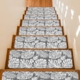 thumbnail image 1 of Grey Palm Leaves Stair Treads Non Slip for Steps Tropical Botanical Modern Minimalist 4 Pcs Reusable Adhesive Stair Runner Mats for Dogs Elders Carpet Treads Rugs for Staircase 8x30 In, 1 of 9