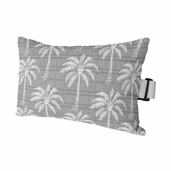 Grey Palm Tree Outdoor Pillows for Chaise Lounge Chair Waterproof Lumbar Pillows with Insert&Adjustable Elastic Strap Beach Headrest Pillow Summer Botanical Tropical Tree Pool Pillow 11"x16"
