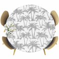 thumbnail image 1 of Grey Palm Tree Round Tablecloth 36-44 Inch Round Fitted Table Cloth with Elastic Edge, Summer Tropical Tree Coastal Beach Waterproof Table Cover Protector for Outdoor Picnic Party Dining, 1 of 9