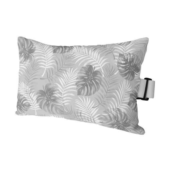 Grey Palm Trees Tropical Outdoor Pillows for Chaise Lounge Chair Waterproof Lumbar Pillows with Insert&Adjustable Elastic Strap Beach Headrest Pillow Summer Beach Botanical Neck Pool Pillow 11"x16"