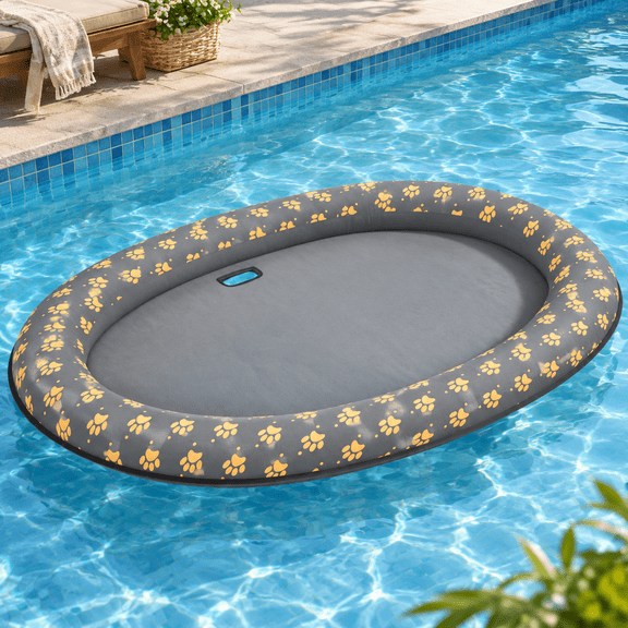 Grey Paws Large Inflatable Dog Float Raft for Summer Swimming