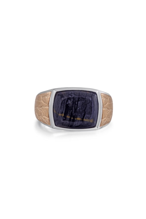 Grey Picture Agate Sterling Silver Men Signet Ring