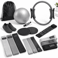 Pliates Kit Grey Pilates Fitness Circles 18-in-1 Home Workout Kit with Resistance ...
