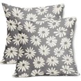 thumbnail image 1 of Grey Pillow Covers 16X16 Inch White Floral Daisy Geometry Decorative Couch Pillow Cases Spring Summer Flower Decorative Throw Pillows Set of 2 Rustic Home Decor for Room Couch Porch Patio, 1 of 6