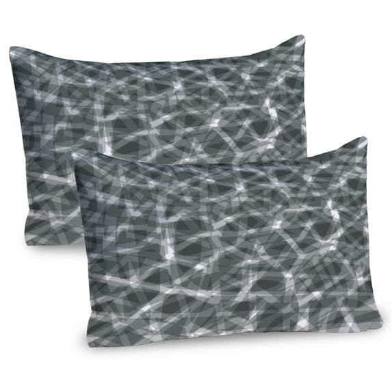 Grey Pillow Sham Set of 2, Trippy Grunge Haze Digital Display Fractal Pieces Parts Lines Contemporary Bents, Quality Microfiber Bedding Item for All Seasons, 26" x 20", Dimgray White, by Ambesonne
