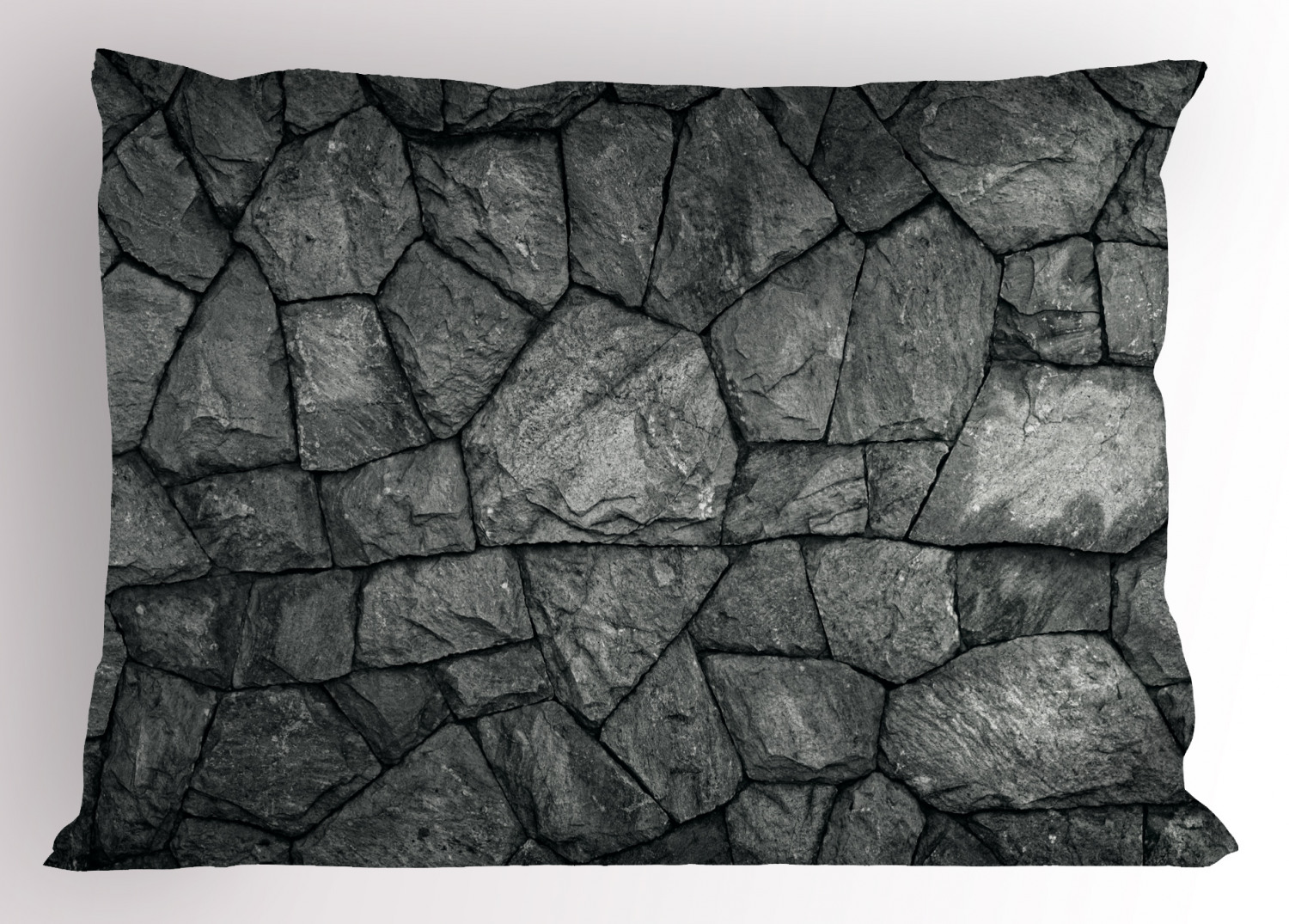 Rusty Pilo Block Grey Pillow Sham Stone Wall Texture Image Rough Rusty Blocks Obsolete ...