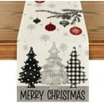 thumbnail image 1 of Grey Pine Trees Snowflake Merry Christmas Table Runner, Winter Xmas Holiday Kitchen Dining Table Decoration for Home Party Decor 13x72 Inch, 1 of 6
