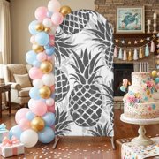 Grey Pineapple Arch Backdrop Covers 6 FT, Summer Country Vintage Tropical Botanical Fruits Stretchy Fitted Arched Stand Covers Party Arch Stand Cover Photo Booth for Wedding Birthday Decor