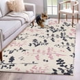 thumbnail image 1 of Grey Pink Botanical Area Rugs 3'x5', Small Throw Rugs for Living Room Bedroom, Rustic Country Spring Floral Summer Leaf Indoor Outdoor Rug Non-Slip Low Pile Carpet Runner Reversible Floor Mats, 1 of 8