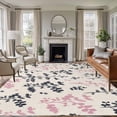 thumbnail image 1 of Grey Pink Botanical Area Rugs 8'x10', Small Throw Rugs for Living Room Patio, Rustic Country Spring Floral Summer Leaf Indoor Outdoor Rug Non-Slip Low Pile Carpet Runner Reversible Floor Mats, 1 of 8