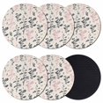 thumbnail image 1 of Grey Pink Botanical Coasters Set of 6, Absorbent Coasters for Drinks, Rustic Country Spring Floral Summer Leaf Coaster for Desk Coffee Table Protection, Home Decor House Warming Gifts 4", 1 of 8