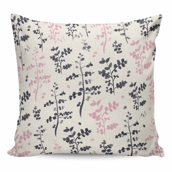 Grey Pink Botanical Pillow Covers 20x20 Inch Decorative Throw Pillow Cover, Rustic Country Spring Floral Summer Leaf Sofa Pillowcases Accent Cushion Case Home Decor Bedroom Living Room