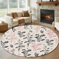 thumbnail image 1 of Grey Pink Botanical Round Area Rug 5Ft Washable Circle Rugs for Living Room Bedroom, Rustic Country Spring Floral Summer Leaf Non-Slip Carpet Floor Mats Indoor Outdoor Carpet Runner Home Decor, 1 of 8