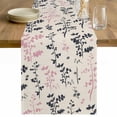 thumbnail image 1 of Grey Pink Botanical Table Runner - 60 Inch Long Rustic Country Spring Floral Summer Leaf Cotton and Linen Blended Dress Scarves Farmhouse Table Runner for Kitchen Dining, Coffee Table, 13" x 60", 1 of 8