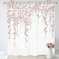 thumbnail image 1 of Grey Pink Floral Shower Curtain 72Wx72H Inches Dusty Rose Cherry Blossom Blooming Weeping Flowers Spring Bathroom Home Decor Cloth Fabric Waterproof Polyester Bathroom Set with Hooks, 1 of 6