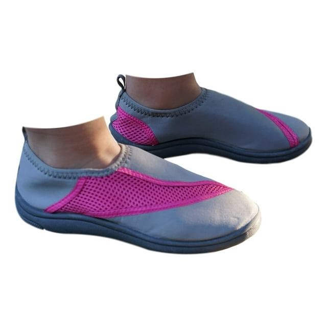 Grey/Pink Kids Aqua Shoes For Pool, Beach, Boating, Swim and Surf Fast ...