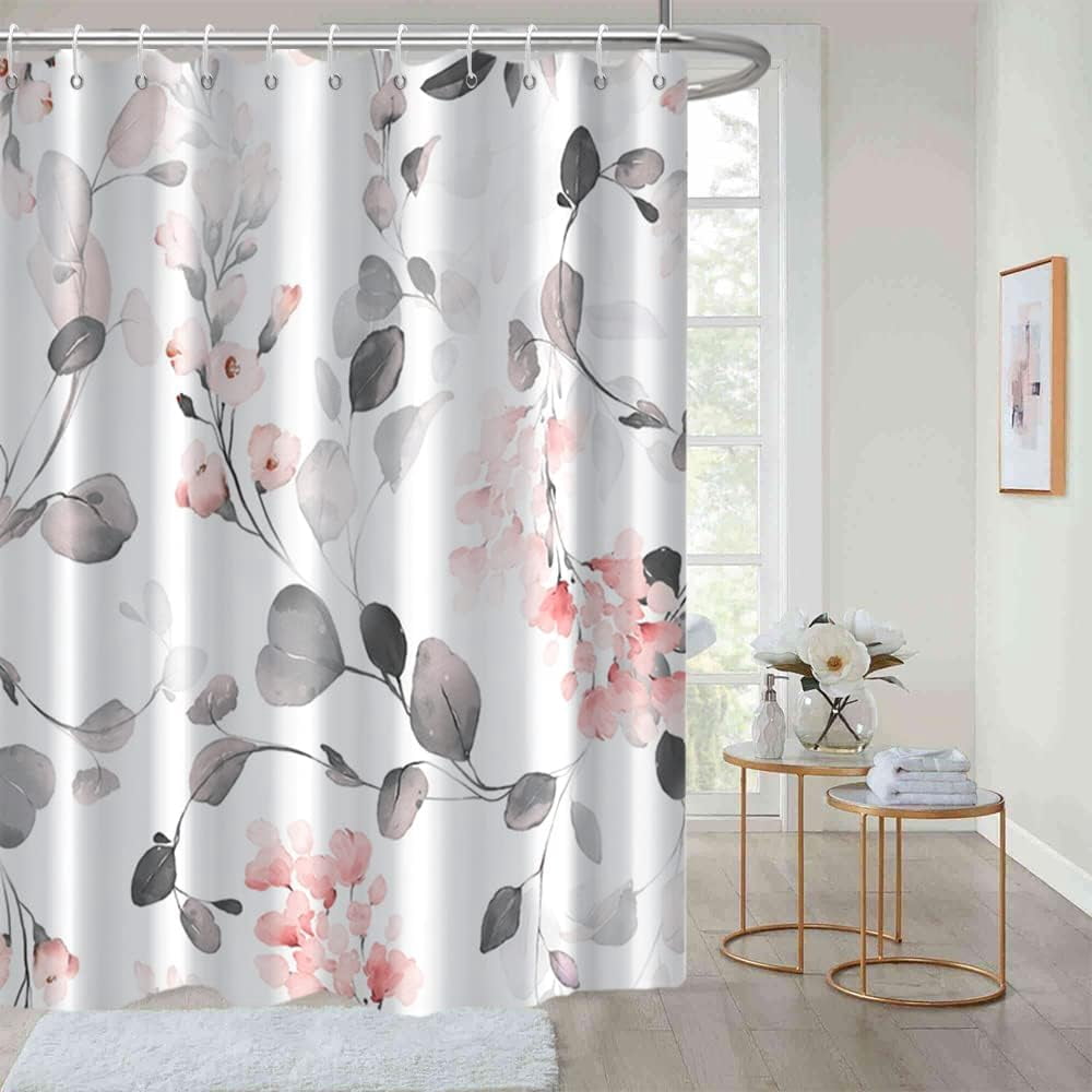 Pink And Grey Shower Curtainnull