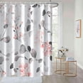 thumbnail image 1 of Grey and Pink Shower Curtain, Abstract Eucalyptus with Floral Shower Curtain Waterproof Fabric Spring Watercolor Shower Curtain Set with Hooks, 72x72 Inch, 1 of 6