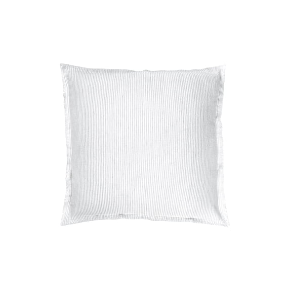 Grey Pinstripe Fringe So Soft Linen Pillow 20x20 Down Insert
