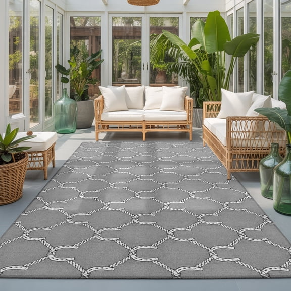 Grey Plaid 5'x7' Rugs for Living Room Sofa and Coffee Table Layout, Modern Abstract Minimalist Geometric Checkered Washable Stain Proof Non Slip Rectangle Play Area Rug
