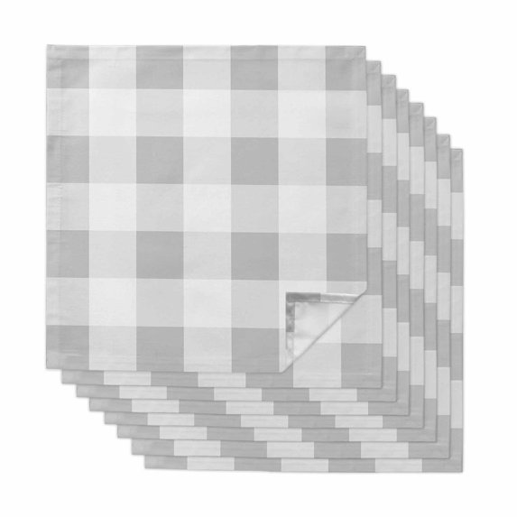 Grey Plaid Cloth Napkins, Spring Summer Farmhouse Buffalo Checkered Washable and Reusable Dinner Napkins Set of 8, Table Napkin for Kitchen Party Birthday Wedding Hotel Housewarming 20"x20"