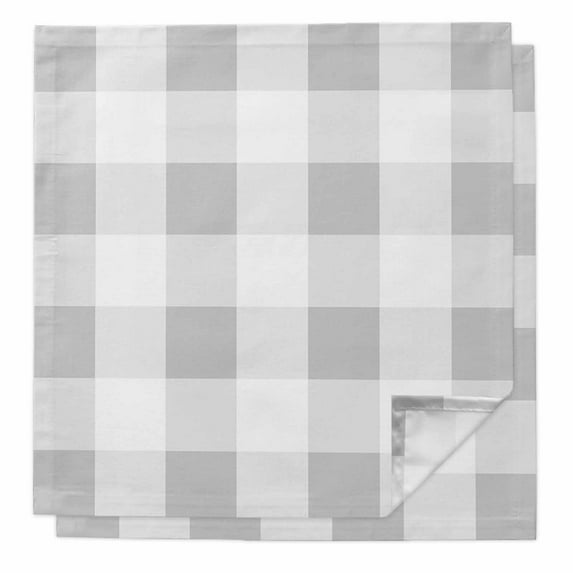 Grey Plaid Cloth Napkins Washable Set of 2, Spring Summer Farmhouse Buffalo Checkered Reusable Dinner Table Napkins Cloth Bulk for Weddings Kitchen Restaurants Hotel Events Parties 20 x 20 Inch