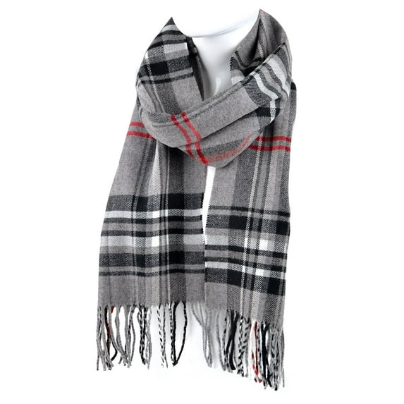 Grey Plaid Fall/Winter Scarf for Men & Women-Plaid Color Soft Feels Acrylic Scarves