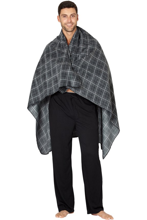 Grey Plaid Fleece Blanket