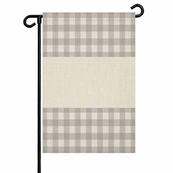 Grey Plaid Garden Flag 12x18 Inch Retro Country Grey Plaid Linen Texture Double Sided Small Decorative Garden Flags for Outside, Outdoor Yard Porch Lawn Decoration