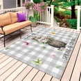 thumbnail image 1 of Grey Plaid Groundhog Outdoor Rug 5x8 Ft, Non Slip Washable Area Rug, Spring Floral Butterfly Botanical Patio Rugs Carpet Runner, Large Floor Mat for Indoor/Outdoor Deck Porch Camping, 1 of 8