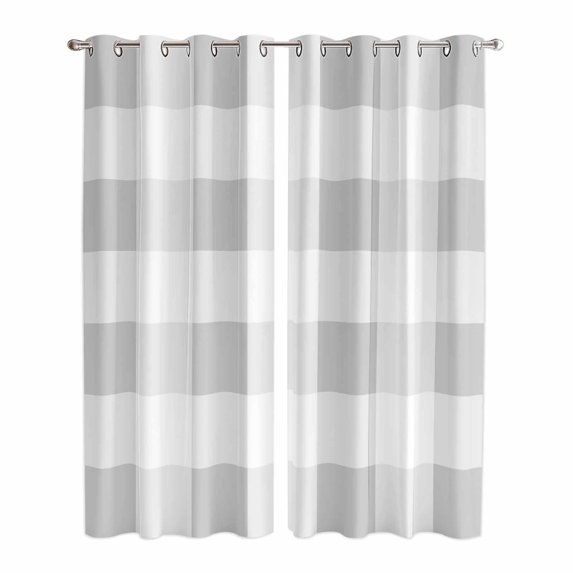 Grey Plaid Kitchen Curtains 84 Inch Length, Spring Summer Farmhouse Buffalo Checkered Grommet Top Bedroom Living Room Curtains, Light Filtering Cafe Curtain Drapes 2 Panels Set 84''x84''