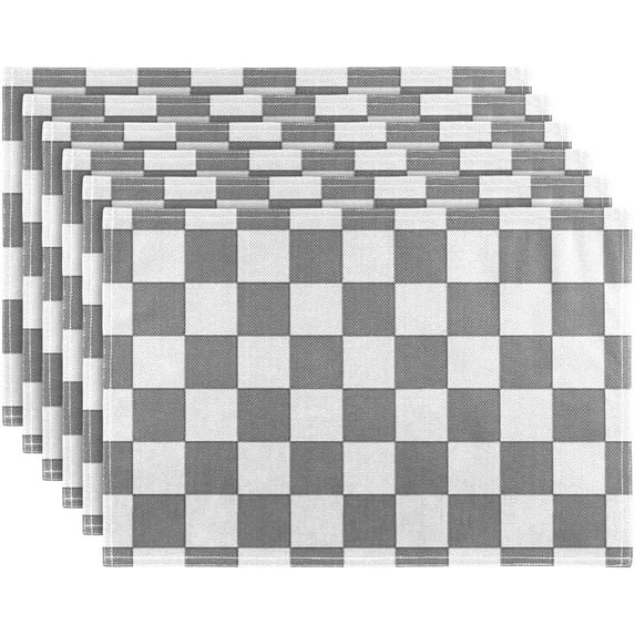 Grey Plaid Placemats Set of 4,Buffalo Check Dining Table Mats,Non-Slip Washable Place Mats Farmhouse Kitchen Table Placemats for Indoor Outdoor Party Wedding Decoration,12x18 inch