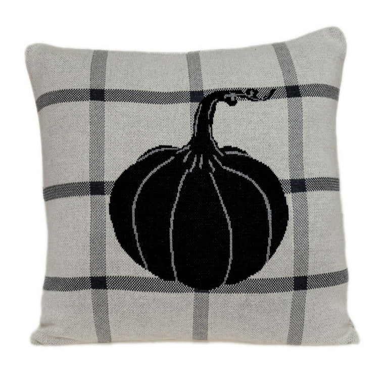 Grey Plaid Pumpkin Throw Pillow Grey Plaid Pumpkin Throw Pillow
