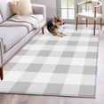 thumbnail image 1 of Grey Plaid Runner Rug 2.7x5 FT, Non Slip Entryway Carpet, Spring Summer Farmhouse Buffalo Checkered Washable Soft Floor Carpet Entrance Mat Non-Shedding Throw Rug for Hallway Laundry Room Bedside, 1 of 9